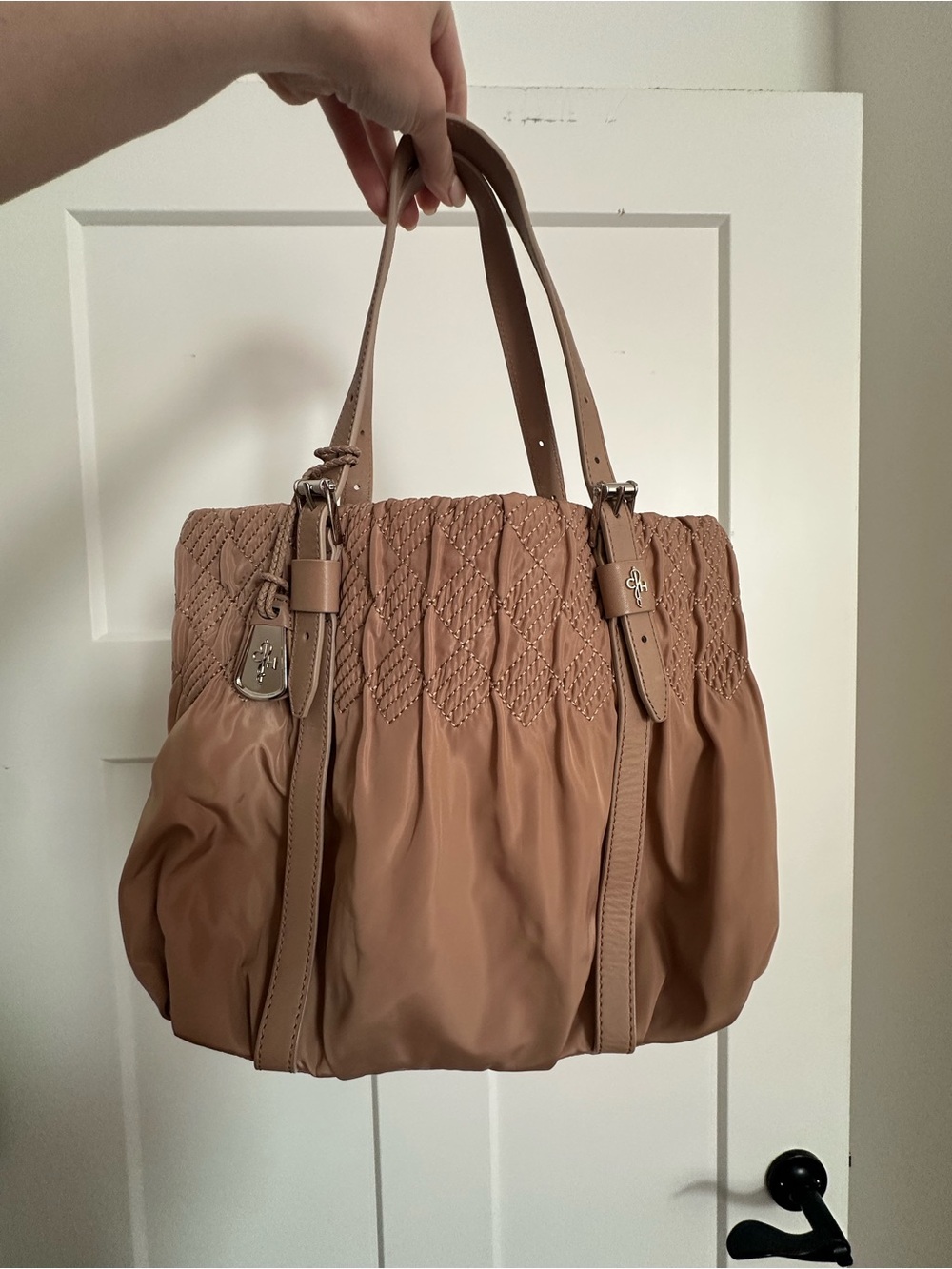 Cole Haan Quilted Top Taupe Purse